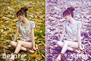 Photoshop给草地上的美女图片增加漂亮的淡调蓝紫色