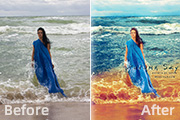 Photoshop打造高清冷艳的海滩写真人物图片