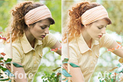 Photoshop给玫瑰园的美女图片加上甜美的粉红色