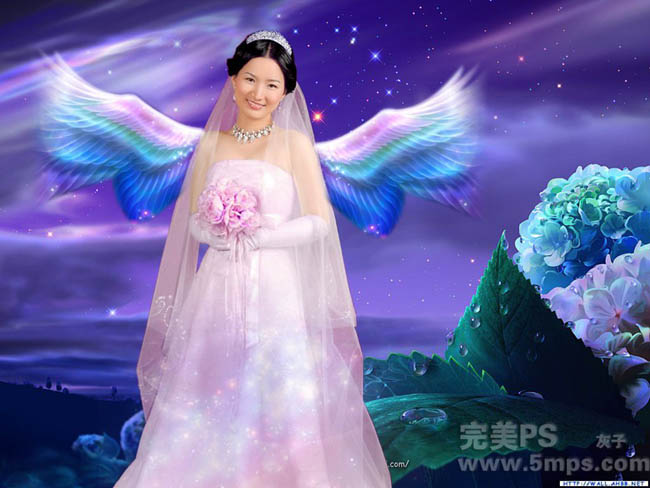 Photoshop打造梦幻天使婚片